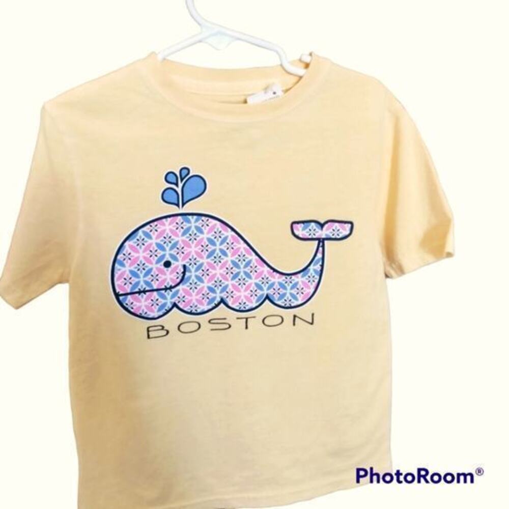 Boston Whale Short Sleeve T-Shirt Yellow Youth Girls Size XS